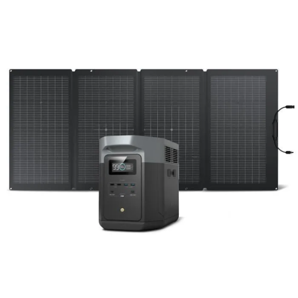 Groupe électrogène avec panneau solaire-EF ECOFLOW DELTA 2 Max 2048Wh avec panneau solaire portable 220W-Générateur solaire